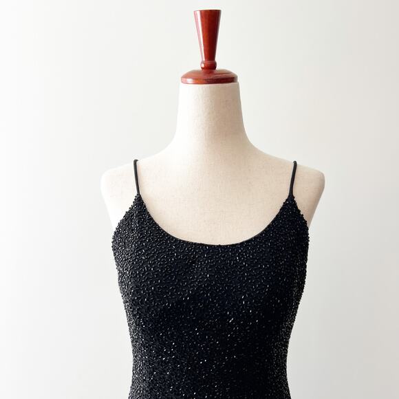 90s Vintage Jump Black Sparkly Beaded Gown Size Small - Picture 2 of 7